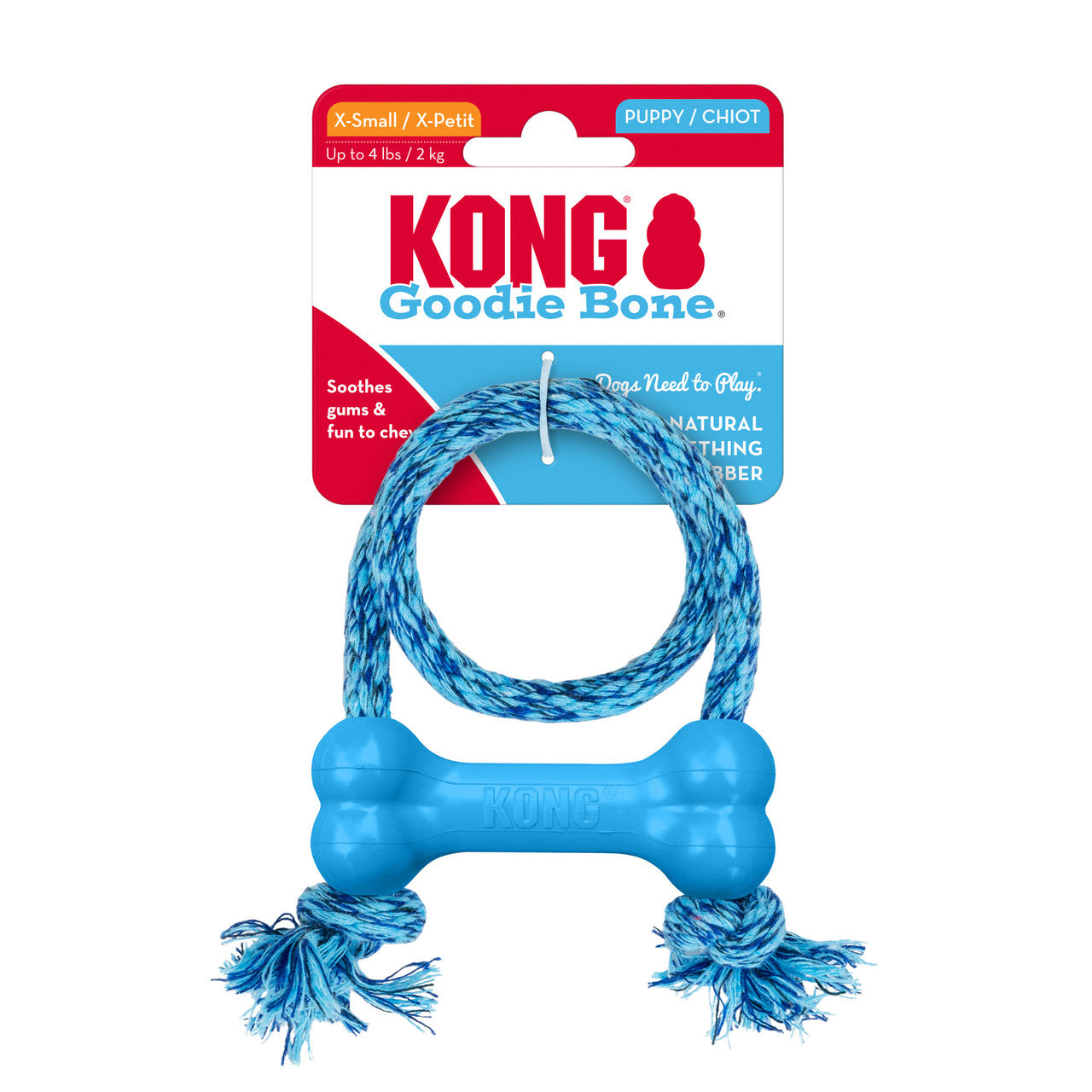 KONG Puppy Goodie Bone w/ Rope Blue