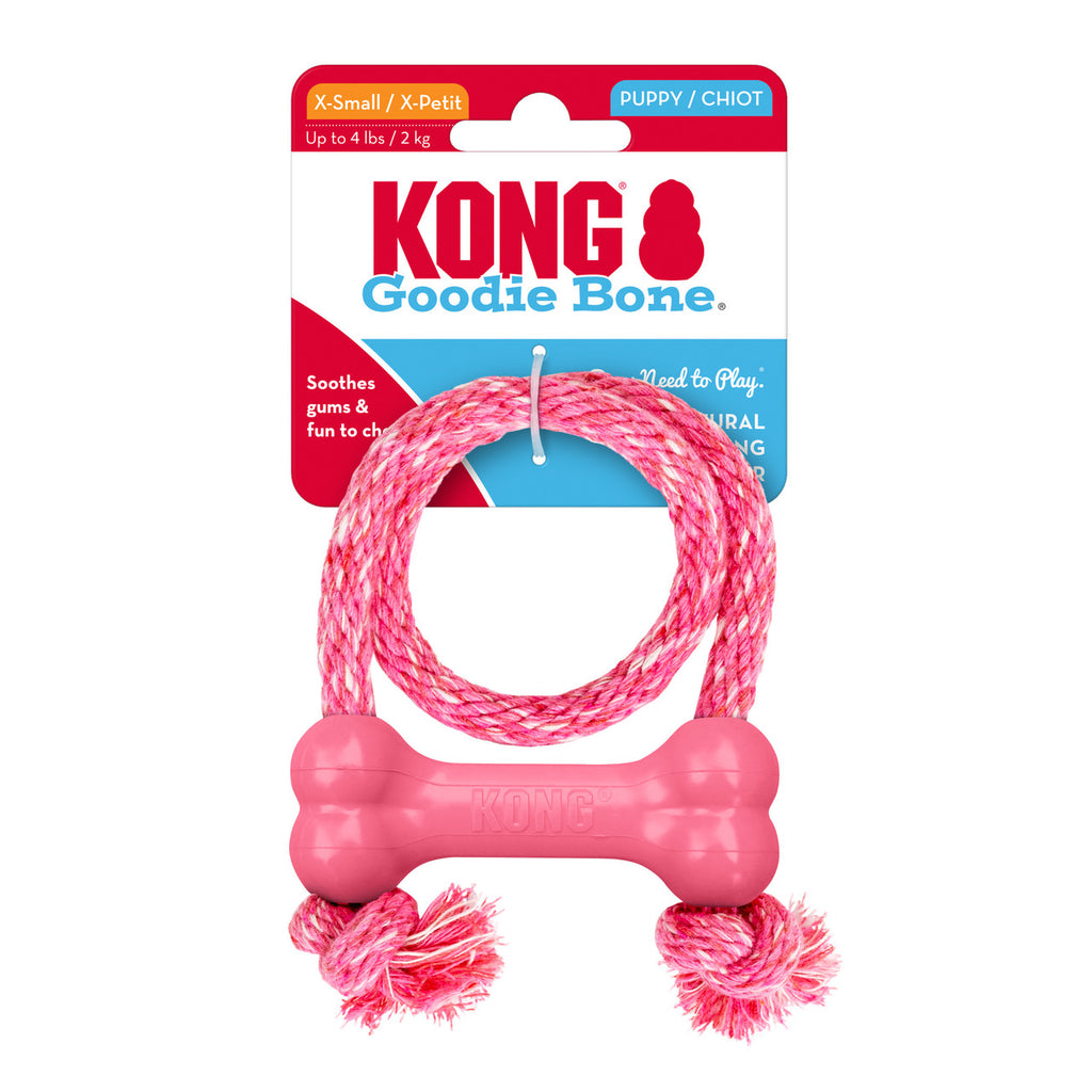 KONG Puppy Goodie Bone w/ Rope Pink