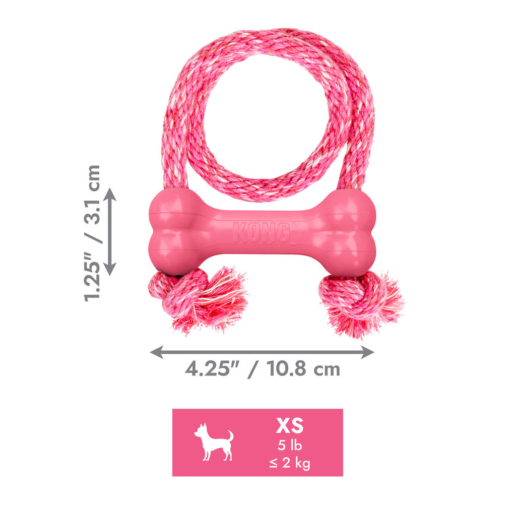 KONG Puppy Goodie Bone w/ Rope Pink
